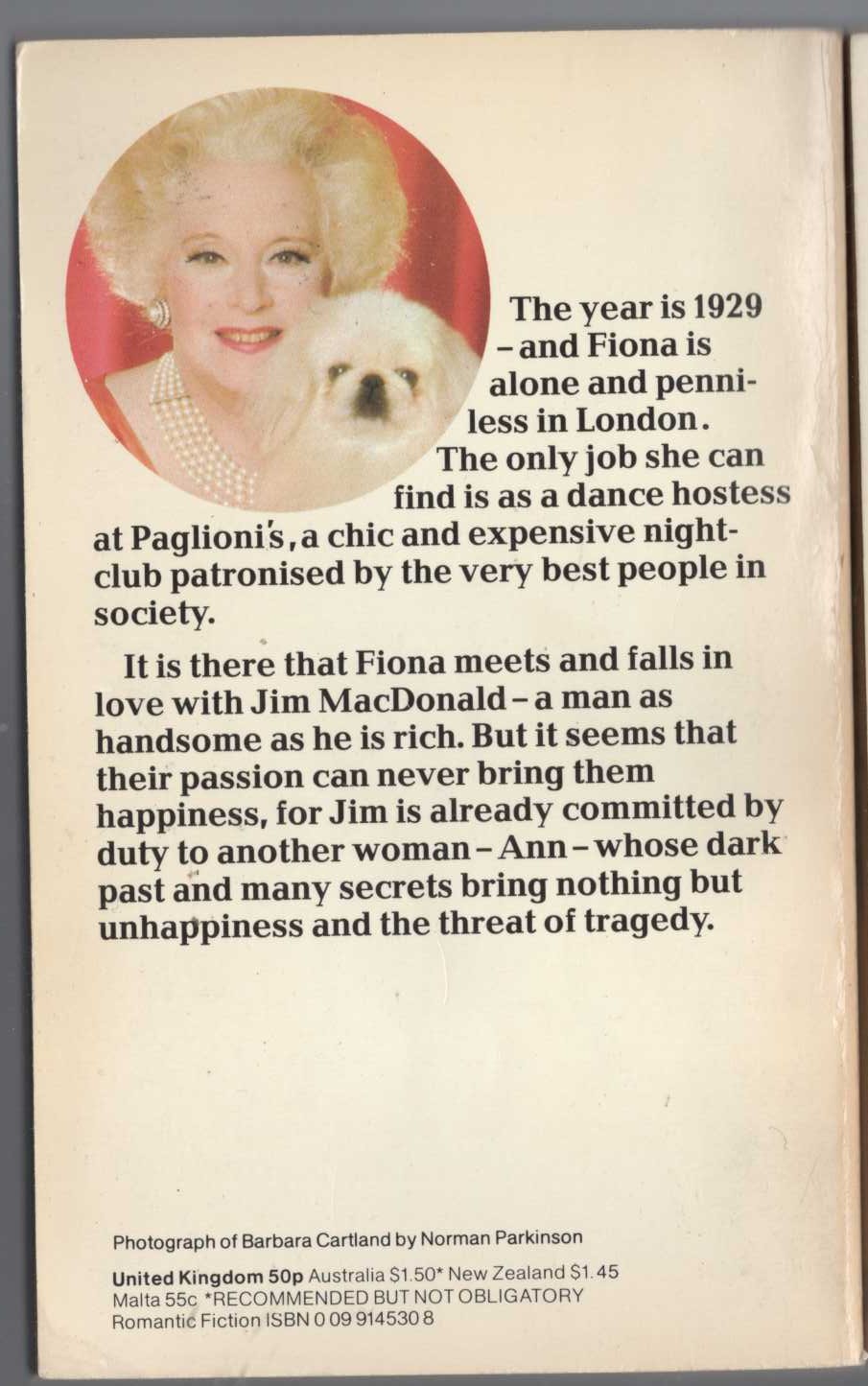 Barbara Cartland  DANCE ON MY HEART magnified rear book cover image