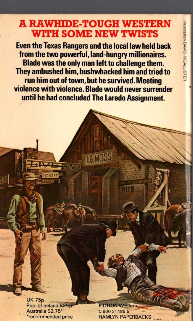 Matt Chisholm  BLADE: THE LAREDO ASSIGNMENT magnified rear book cover image