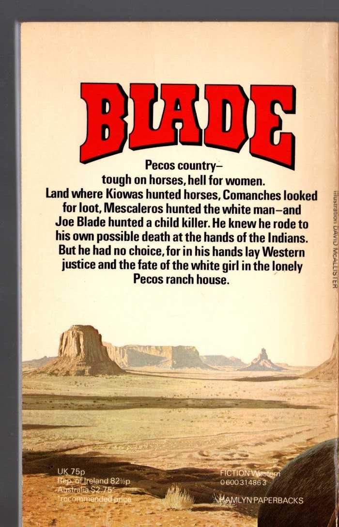 Matt Chisholm  BLADE: THE PECOS MANHUNT magnified rear book cover image
