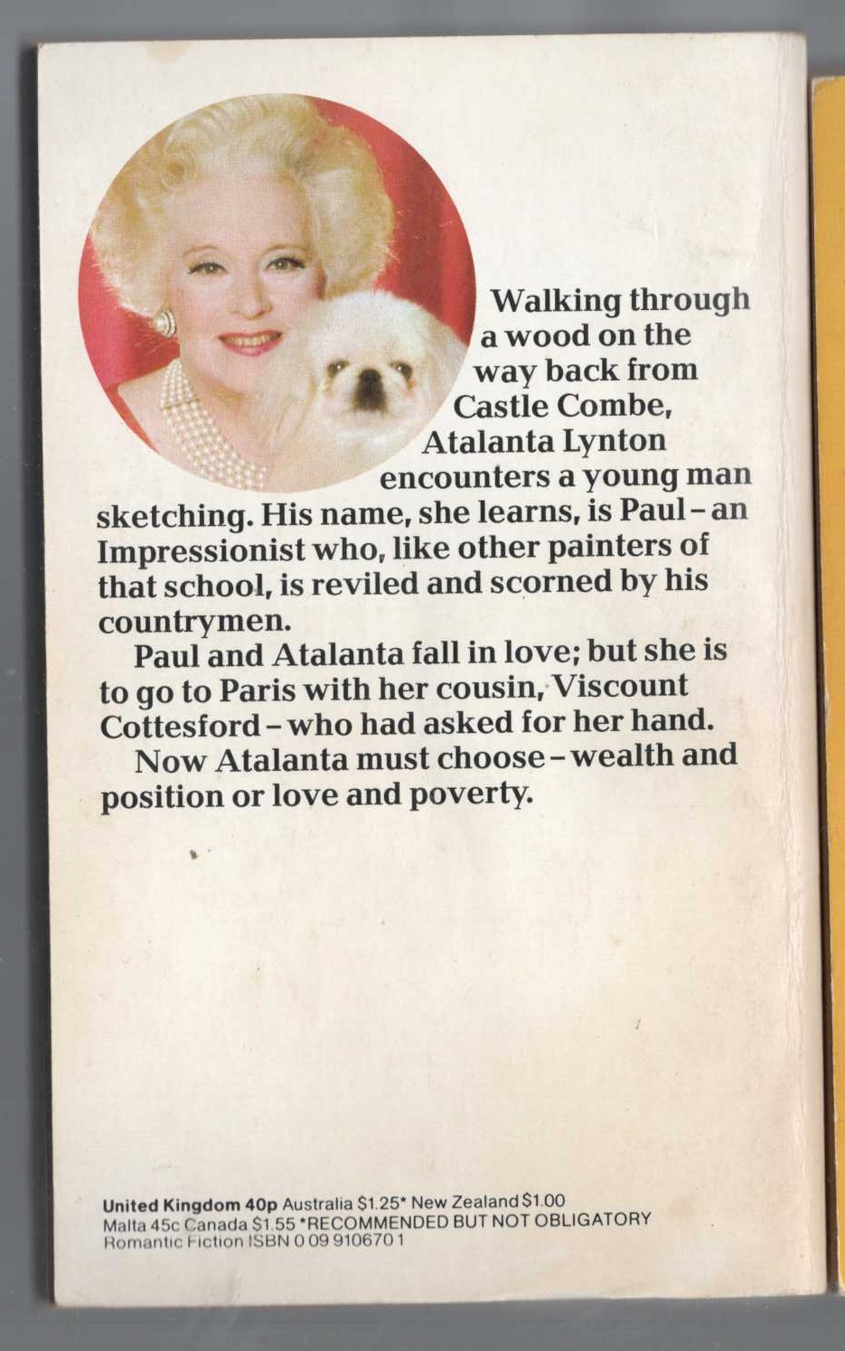 Barbara Cartland  NO DARKNESS FOR LOVE magnified rear book cover image