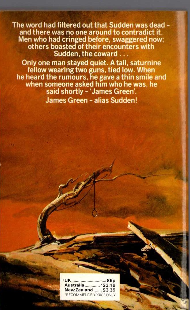 Oliver Strange  SUDDEN - THE LAW O'THE LARIAT magnified rear book cover image