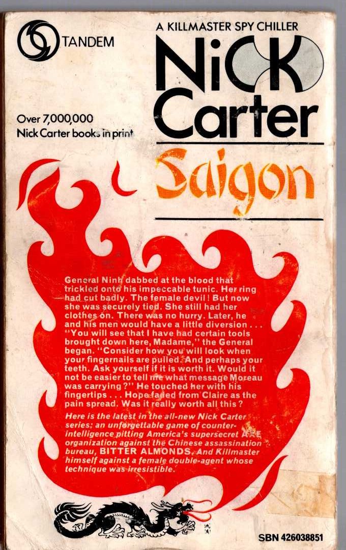 Nick Carter  SAIGON magnified rear book cover image