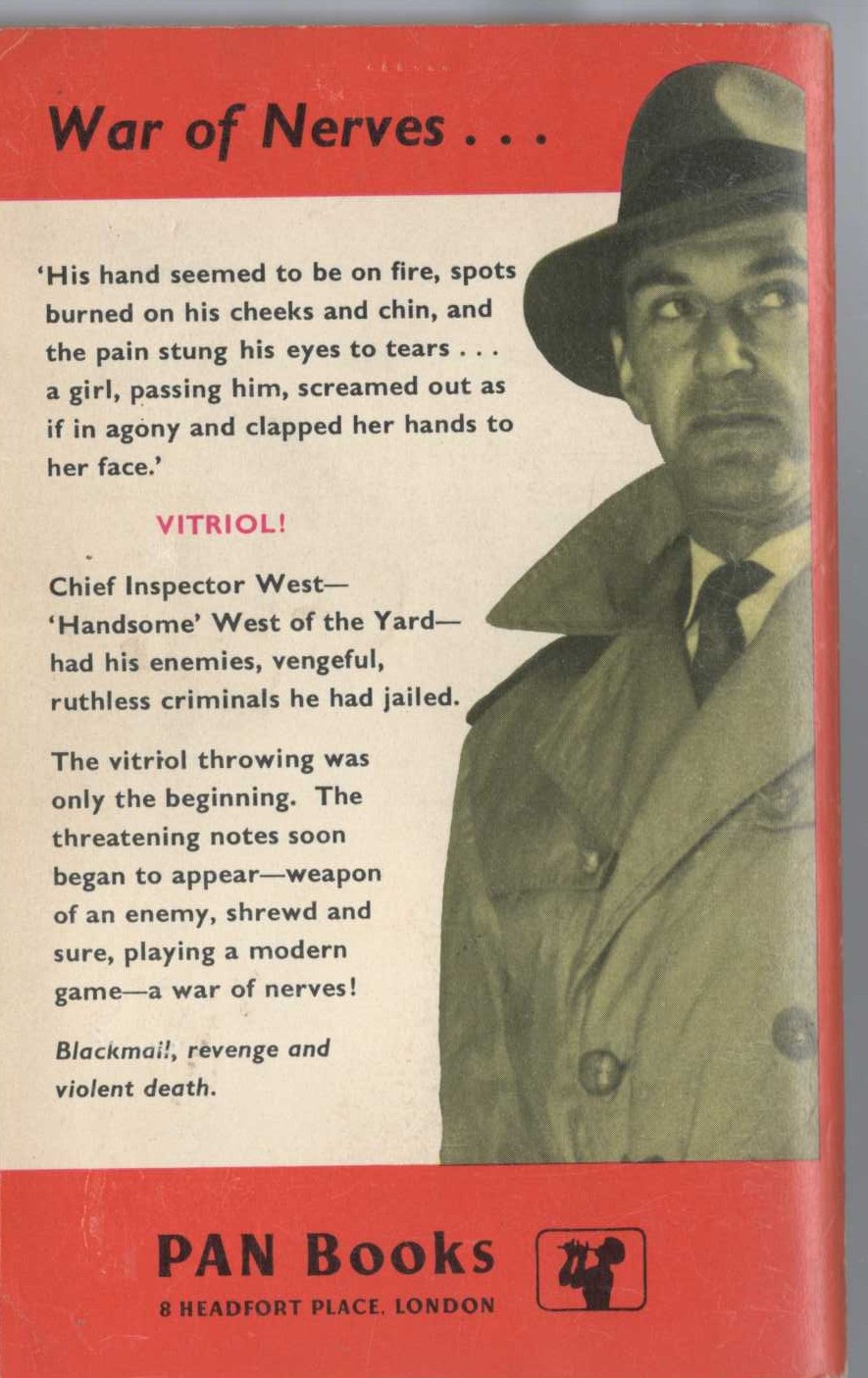 John Creasey  INSPECTOR WEST AT BAY magnified rear book cover image