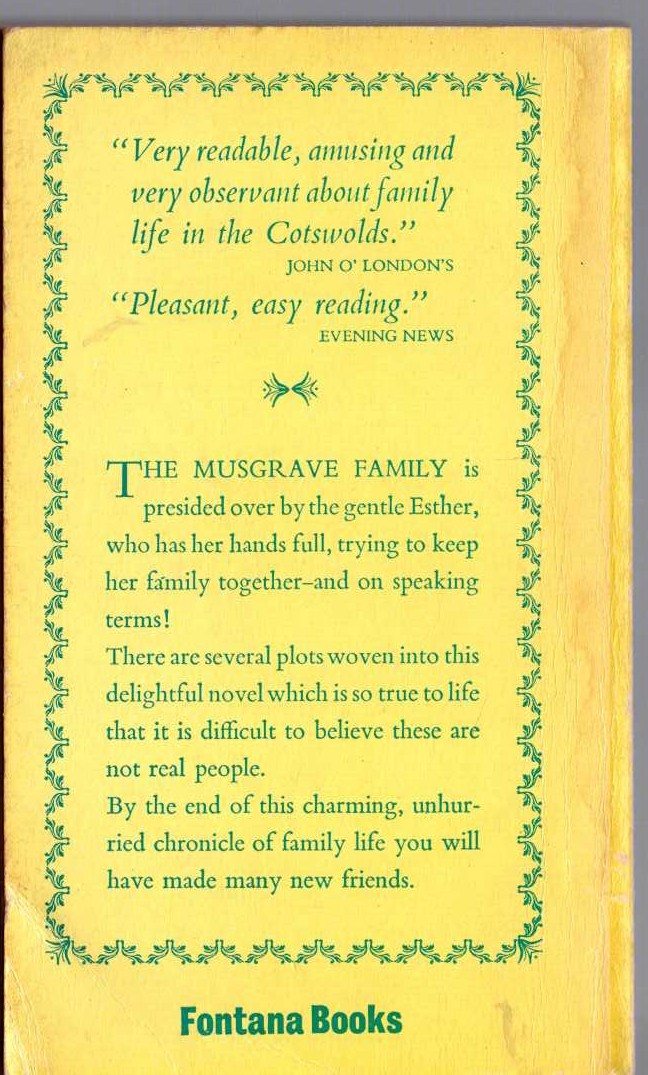 D.E. Stevenson  THE MUSGRAVES magnified rear book cover image