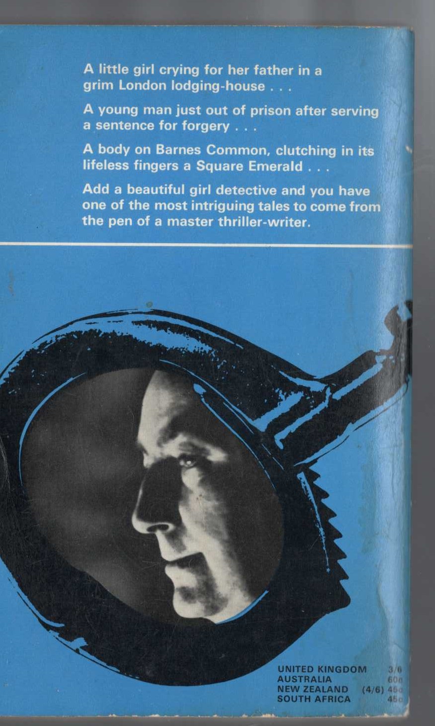 Edgar Wallace  THE SQUARE EMERALD magnified rear book cover image