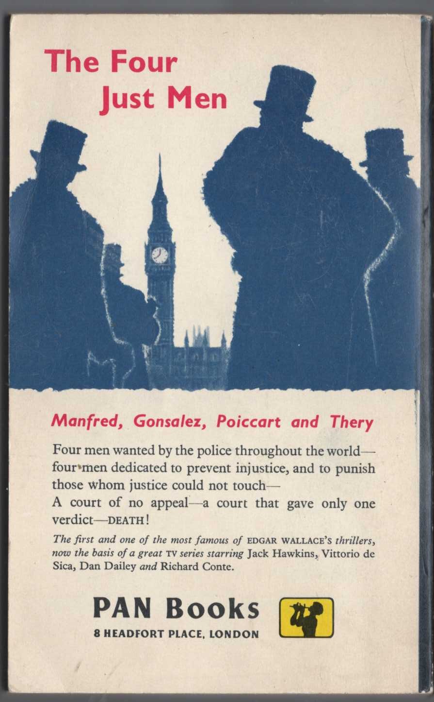 Edgar Wallace  THE FOUR JUST MEN magnified rear book cover image