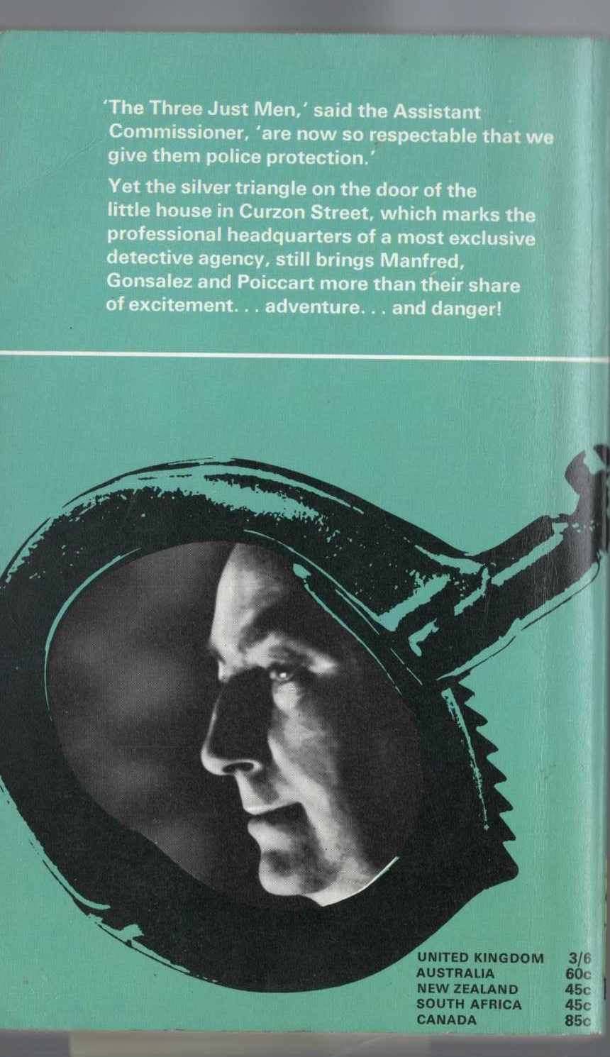 Edgar Wallace  AGAIN THE THREE magnified rear book cover image