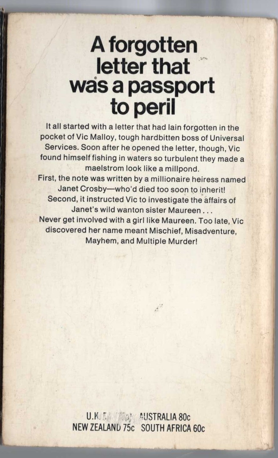 James Hadley Chase  LAY HER AMONG THE LILIES magnified rear book cover image