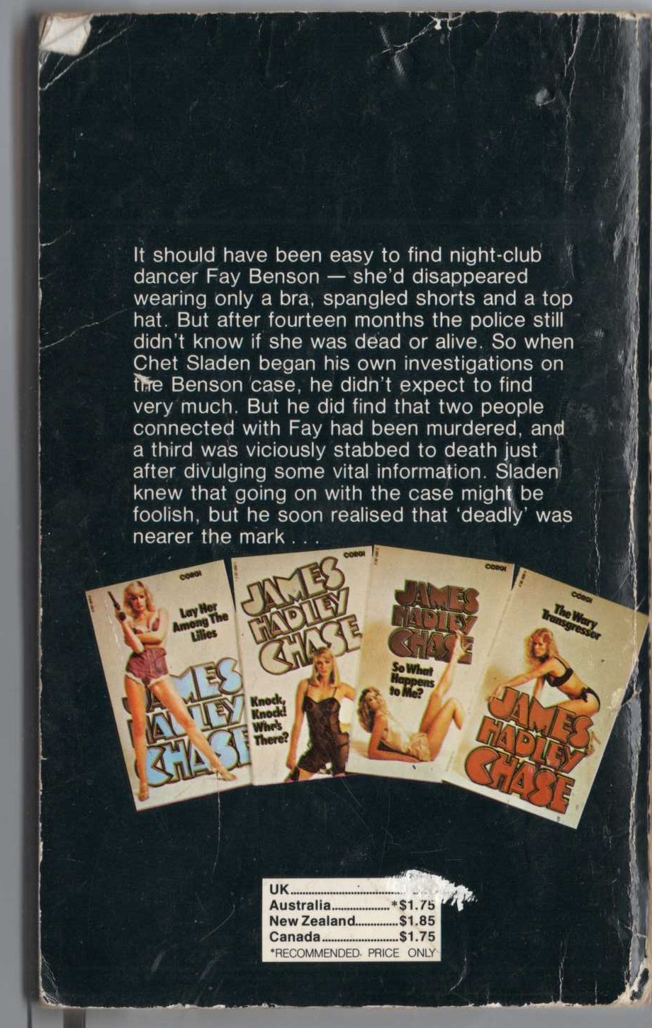 James Hadley Chase  SAFER DEAD magnified rear book cover image