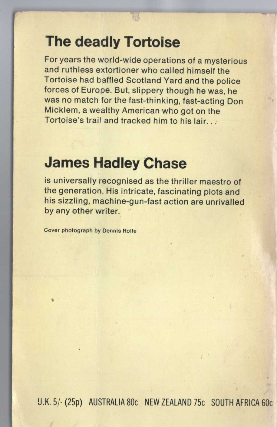 James Hadley Chase  MISSION TO SIENA magnified rear book cover image