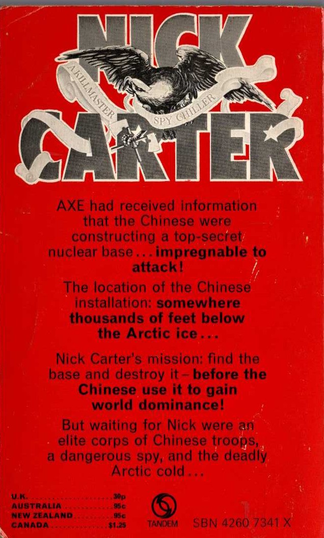 Nick Carter  ICE BOMB ZERO magnified rear book cover image