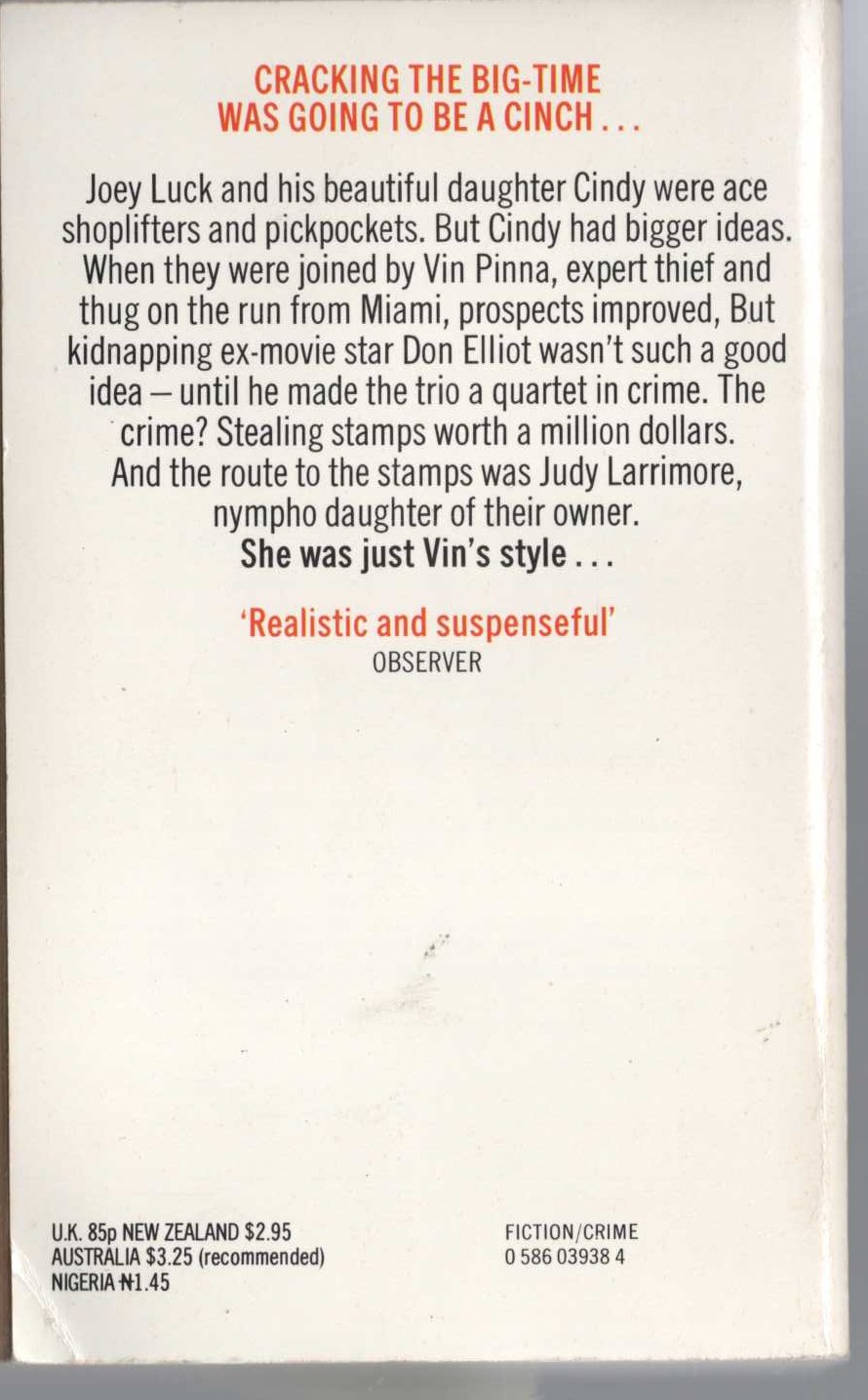 James Hadley Chase  YOU'RE DEAD WITHOUT MONEY magnified rear book cover image