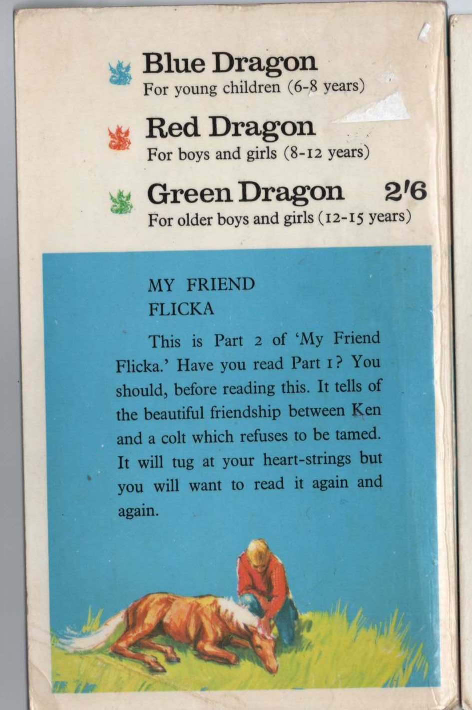 Mary O'Hara  MY FRIEND FLICKA Part 2 magnified rear book cover image
