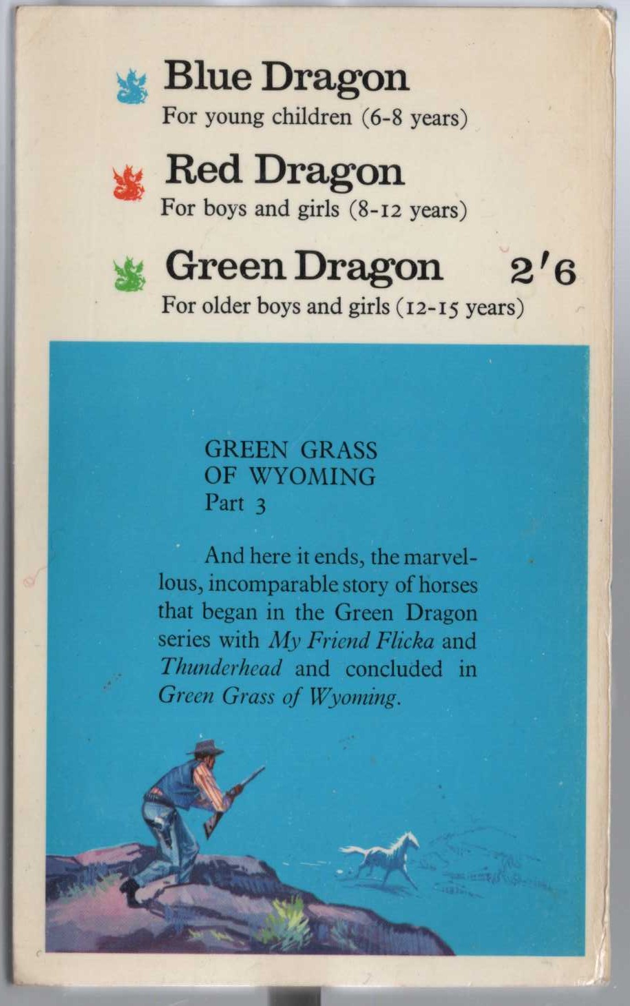 Mary O'Hara  GREEN GRASS OF WYOMING Part 3 magnified rear book cover image