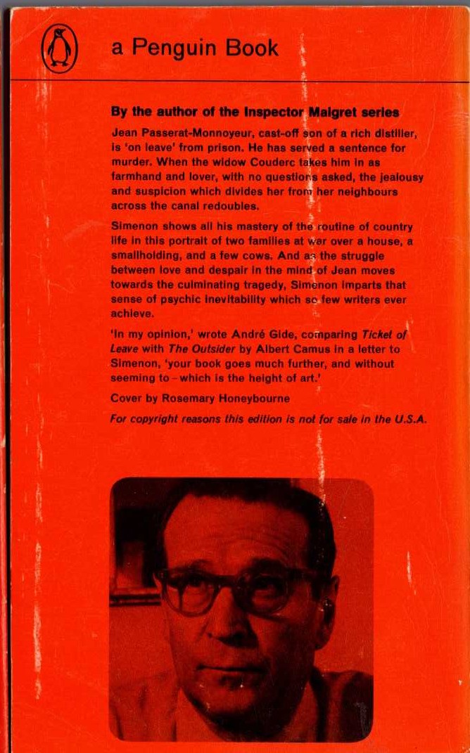 Georges Simenon  TICKET OF LEAVE magnified rear book cover image