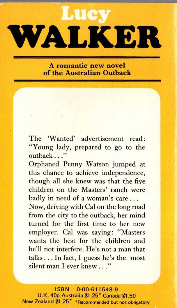 Lucy Walker  A MAN CALLED MASTERS magnified rear book cover image