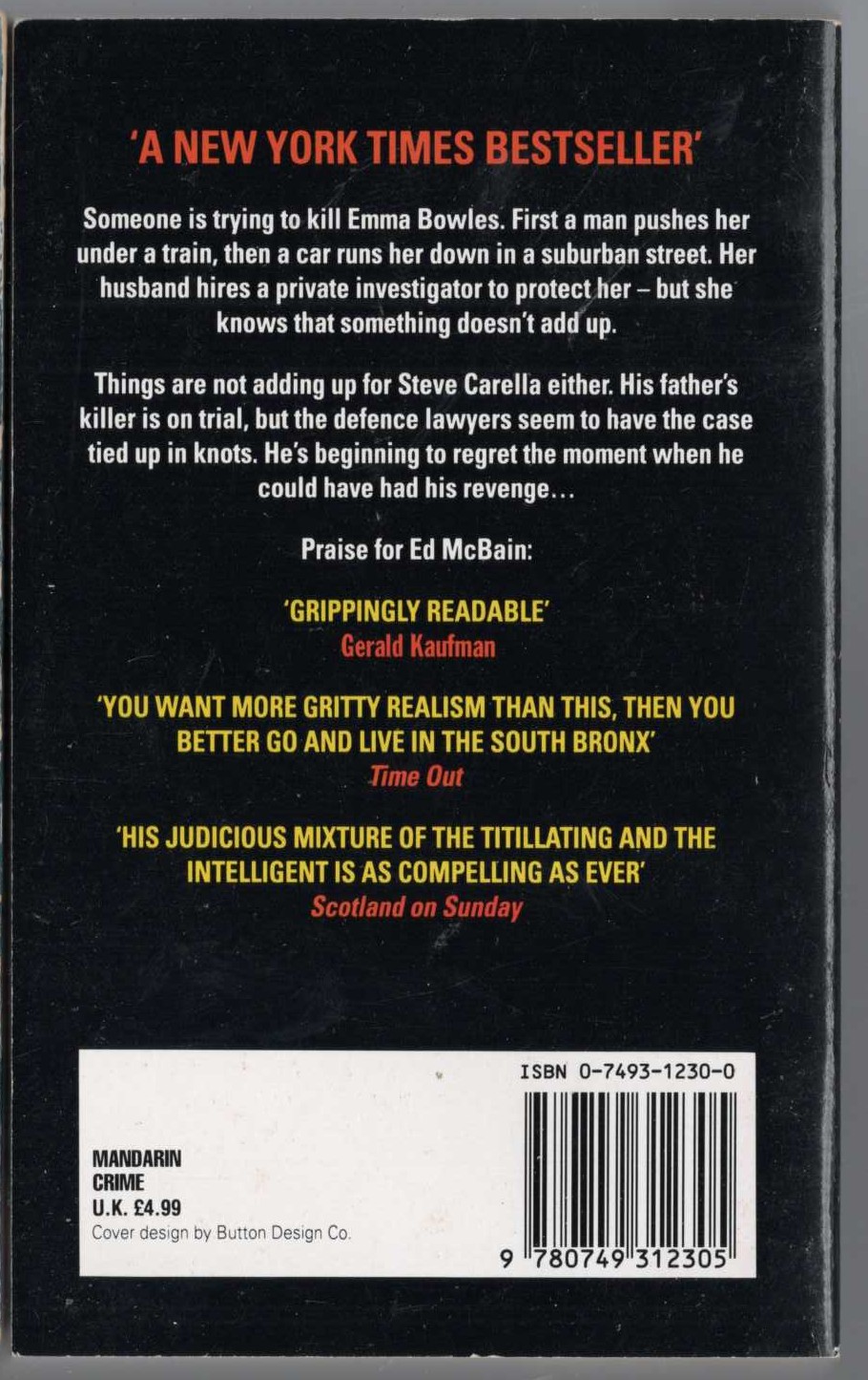 Ed McBain  KISS magnified rear book cover image