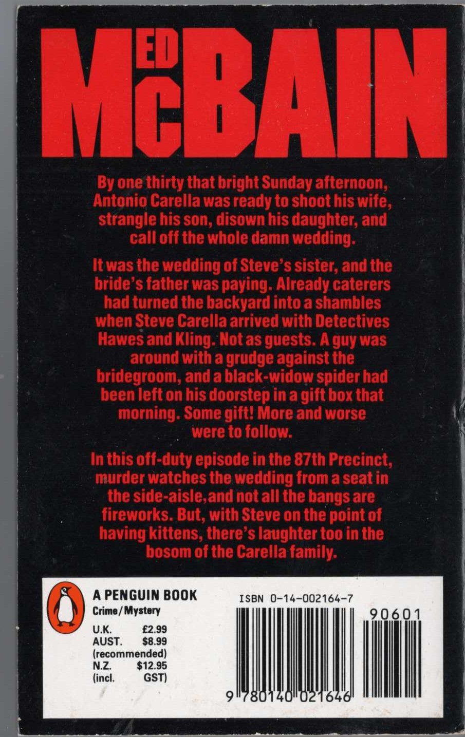 Ed McBain  'TIL DEATH magnified rear book cover image