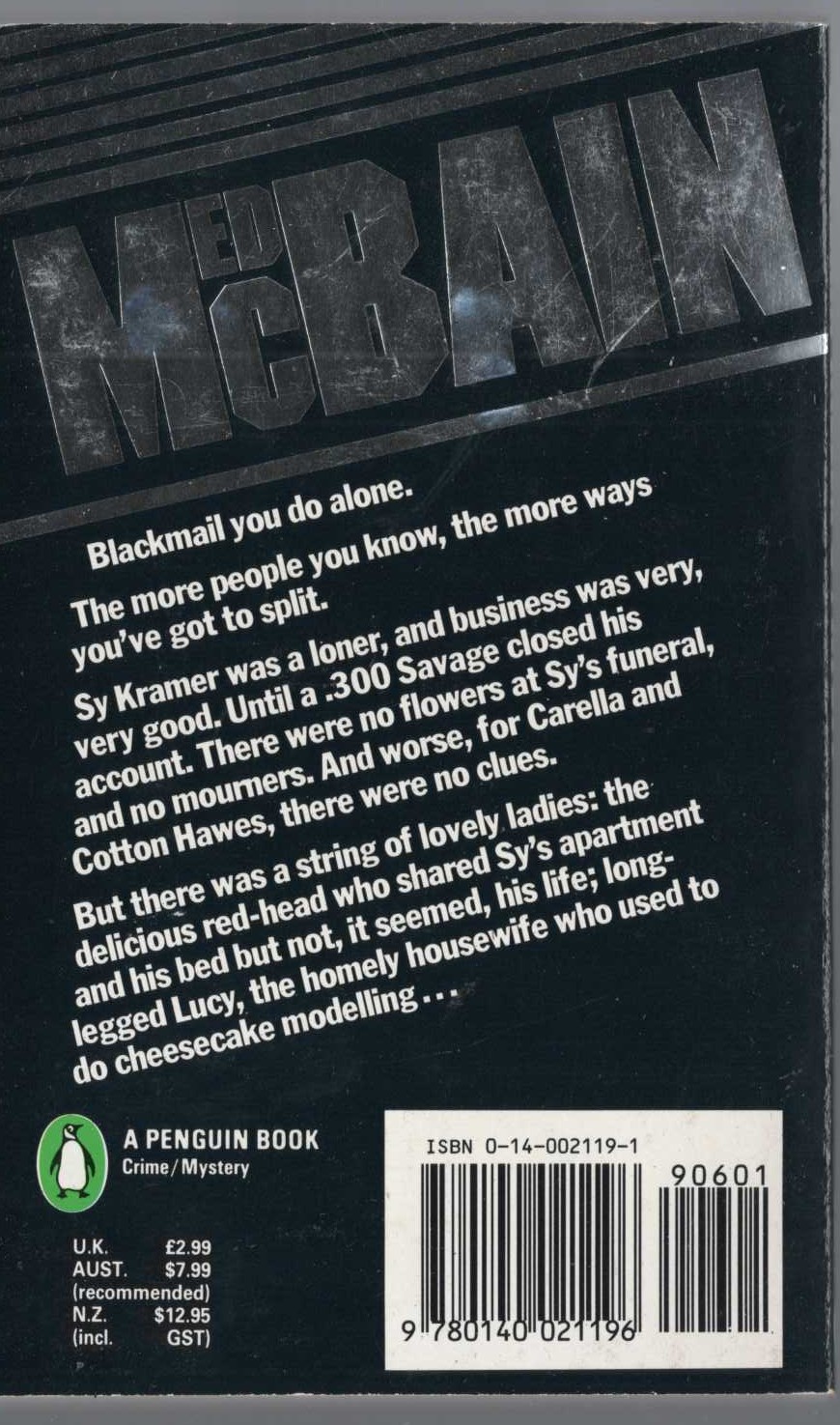 Ed McBain  KILLER'S PAYOFF magnified rear book cover image