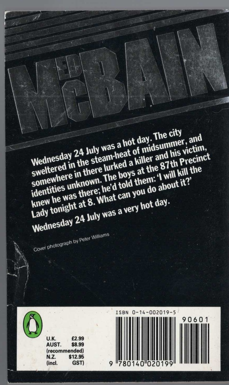Ed McBain  LADY KILLER magnified rear book cover image