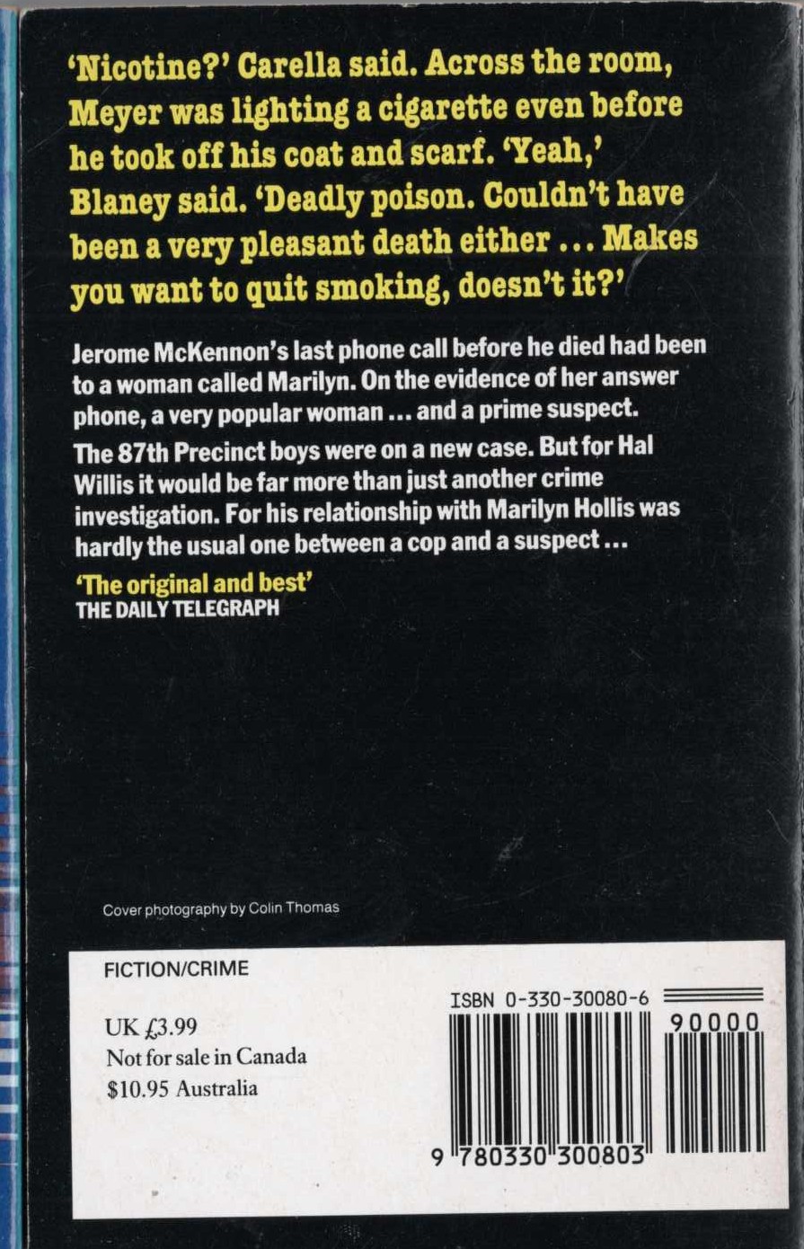 Ed McBain  POISON magnified rear book cover image