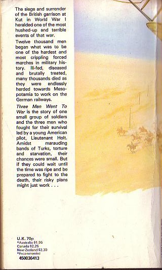 David Newman  THREE MEN WENT TO WAR magnified rear book cover image