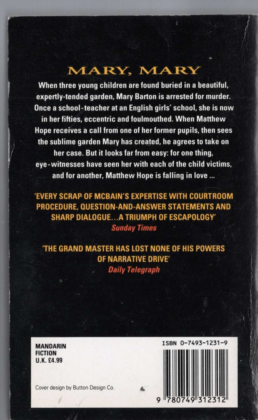 Ed McBain  MARY, MARY magnified rear book cover image