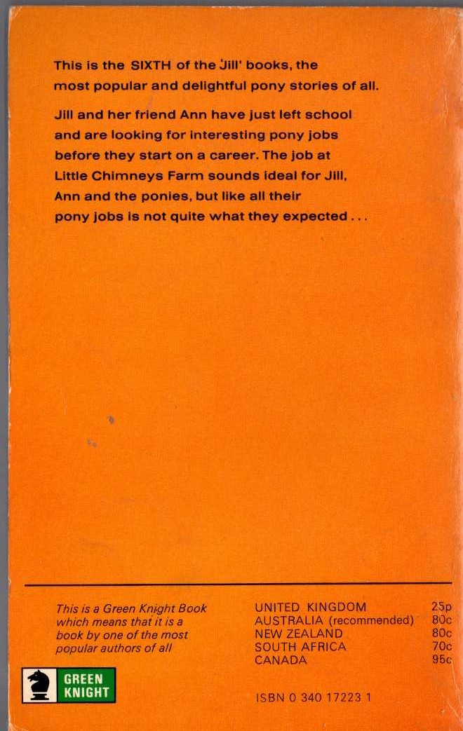 Ruby Ferguson  PONY JOBS FOR JILL magnified rear book cover image