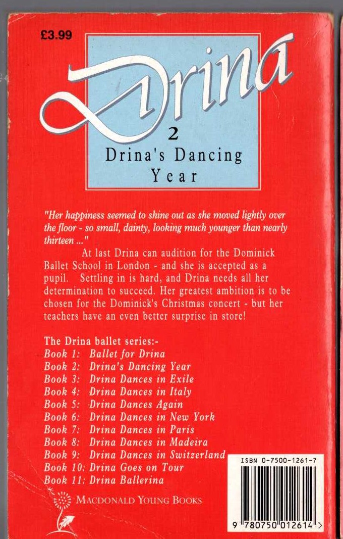 Jean Estoril  DRINA'S DANCING YEAR magnified rear book cover image