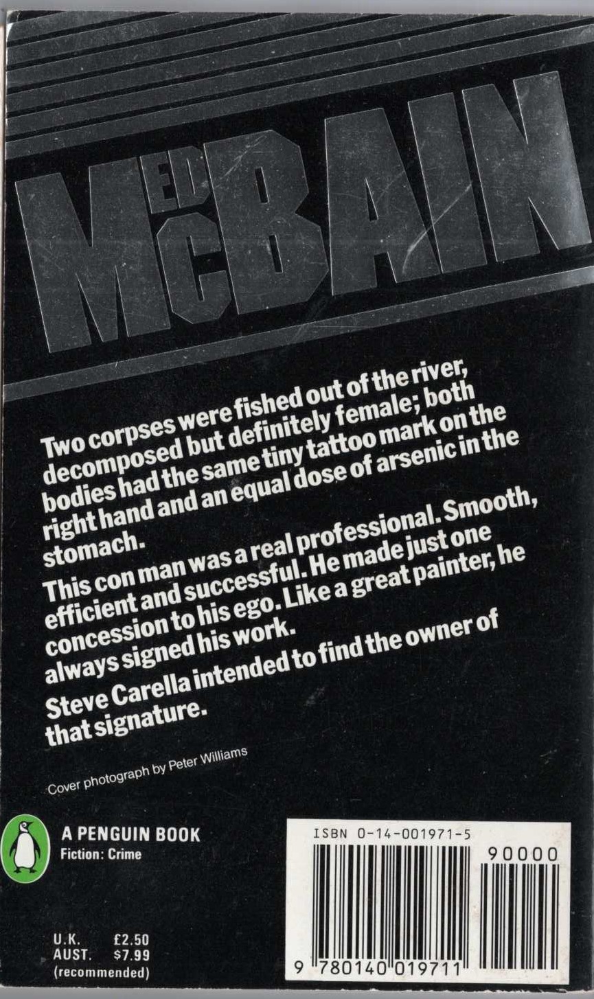 Ed McBain  THE CON MAN magnified rear book cover image
