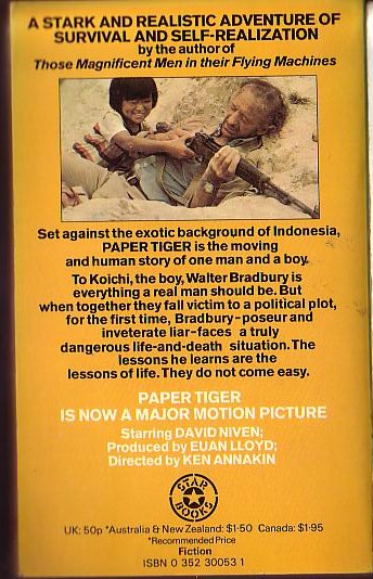Jack Davies  PAPER TIGER (David Niven) magnified rear book cover image