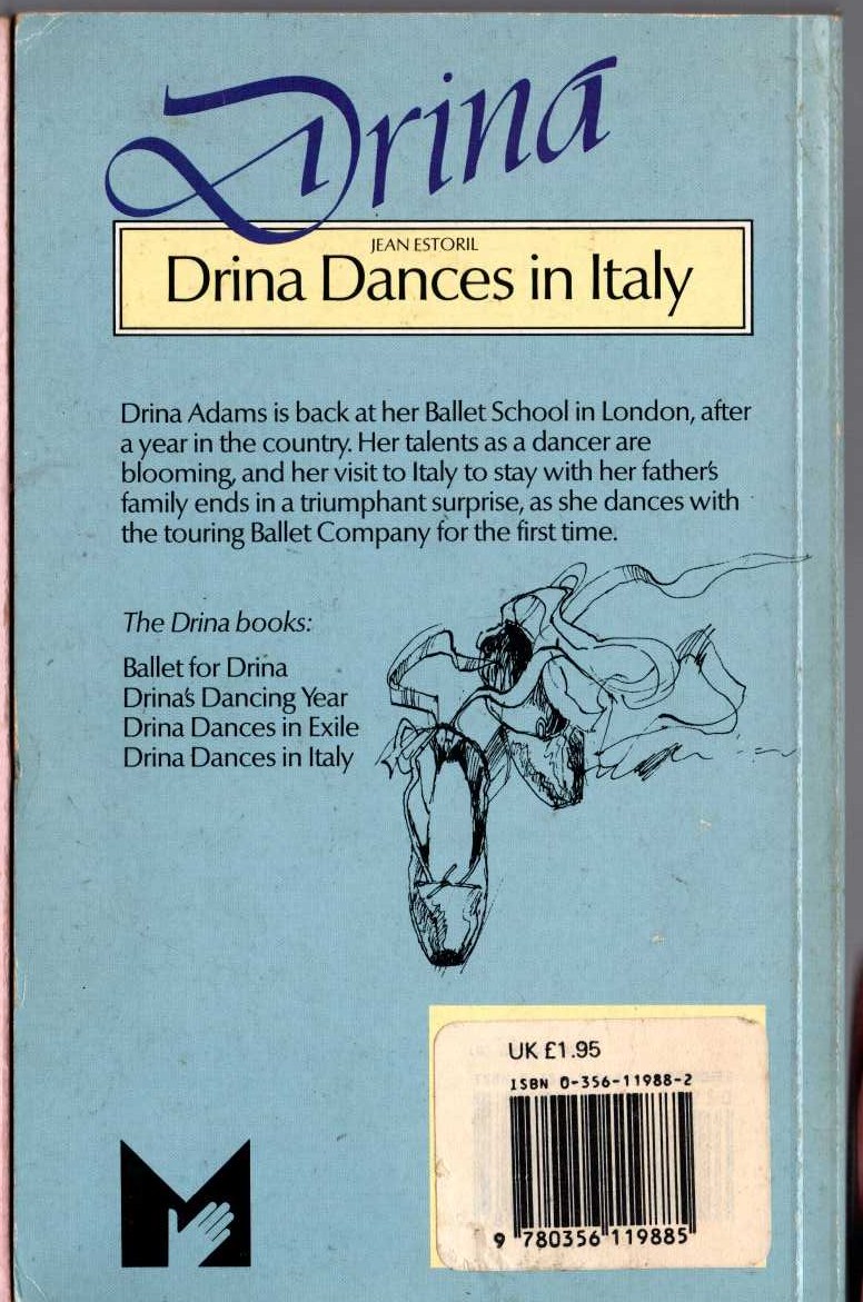 Jean Estoril  DRINA DANCES IN ITALY magnified rear book cover image