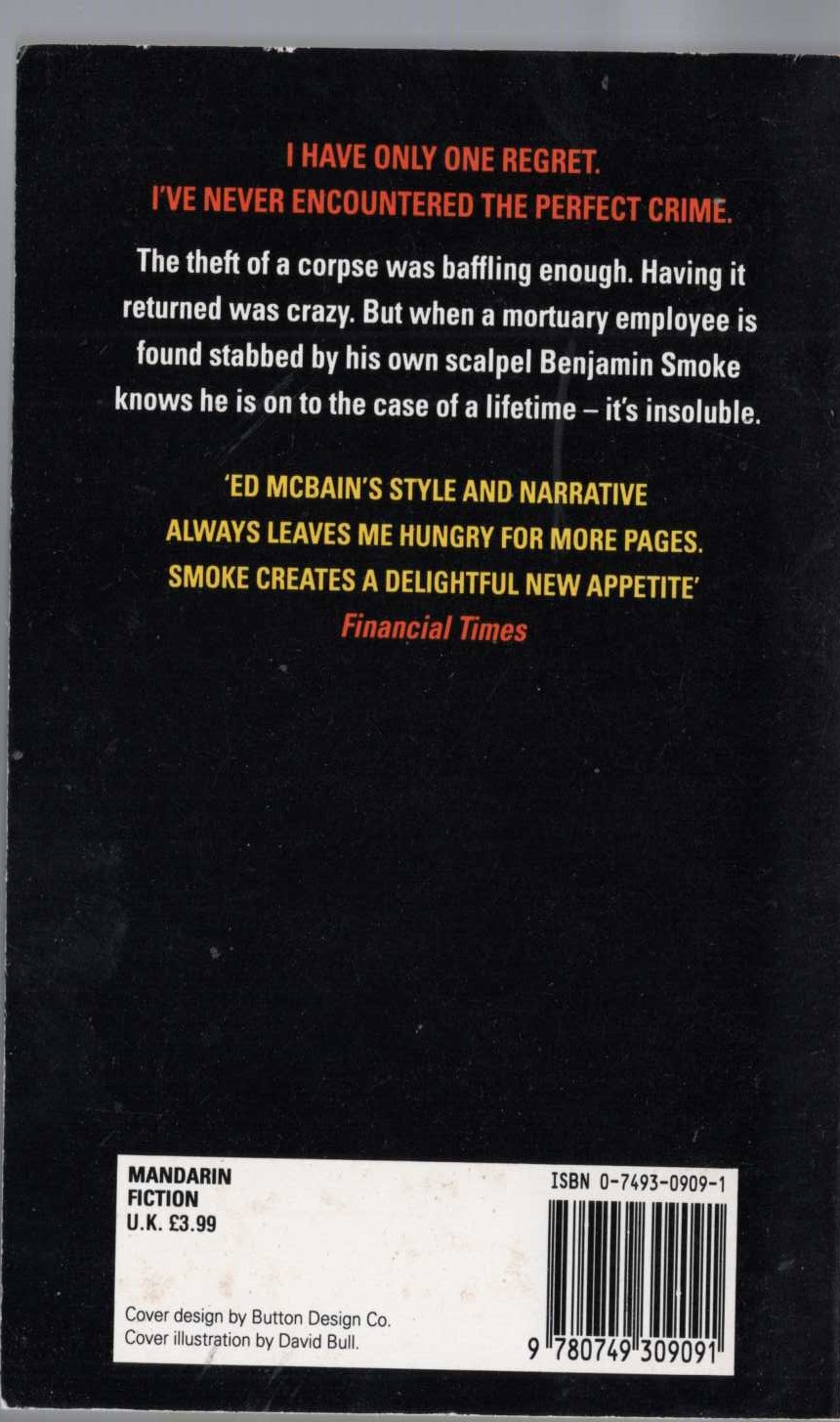 Ed McBain  WHERE THERE'S SMOKE magnified rear book cover image