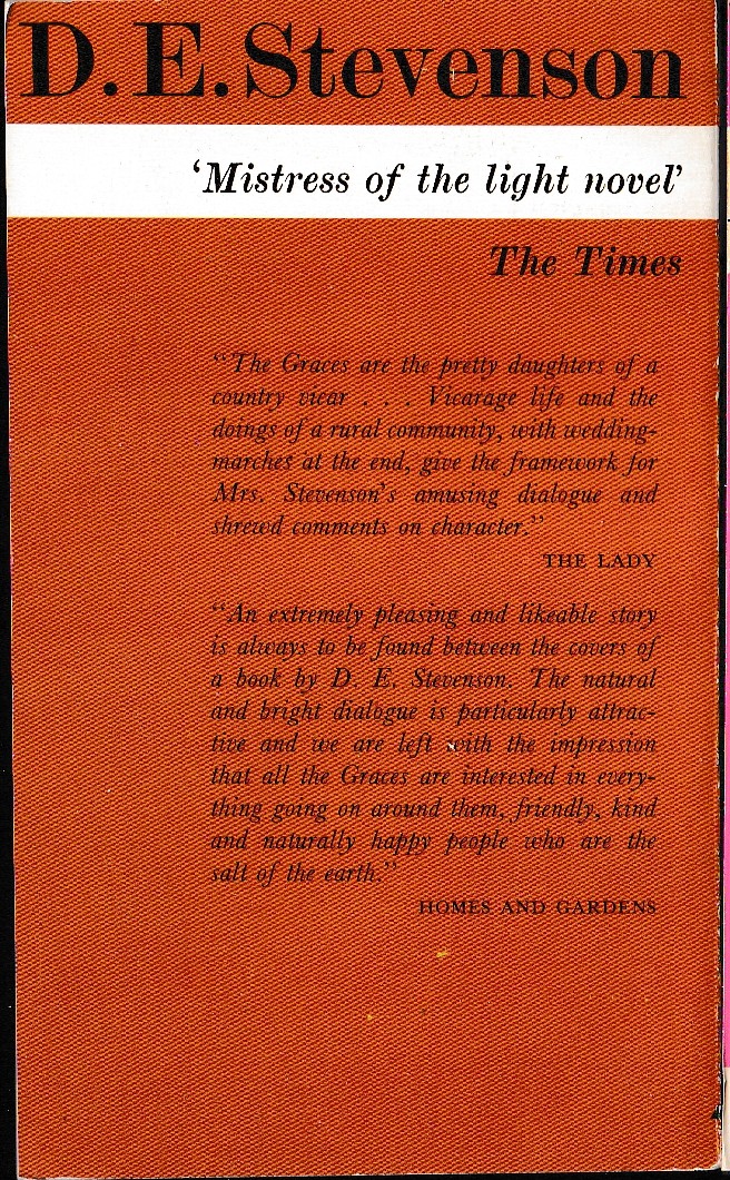 D.E. Stevenson  THE FOUR GRACES magnified rear book cover image