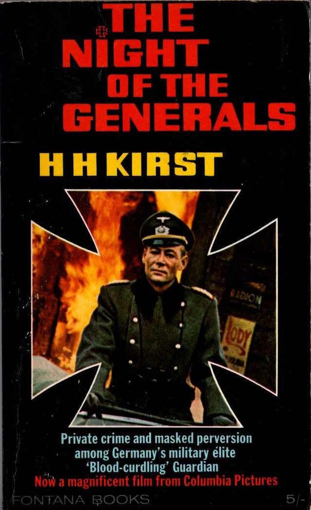 H.H. Kirst  THE NIGHT OF THE GENERALS (Film tie-in: Peter O'Toole) front book cover image