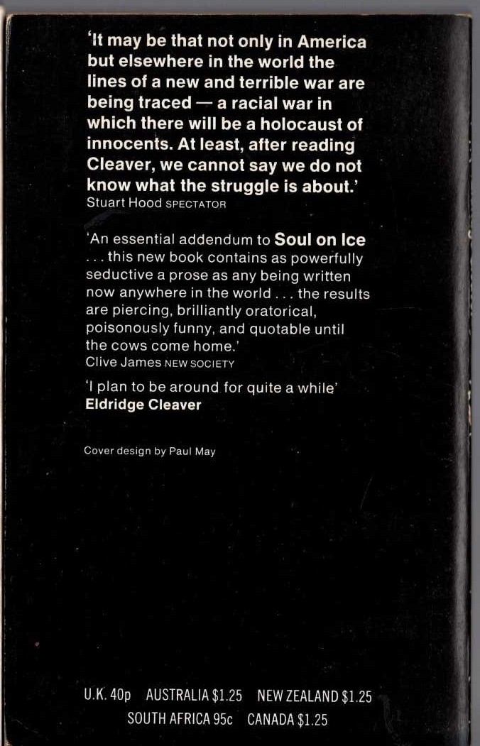 Eldridge Cleaver  POST-PRISON WRITINGS AND SPEECHES magnified rear book cover image