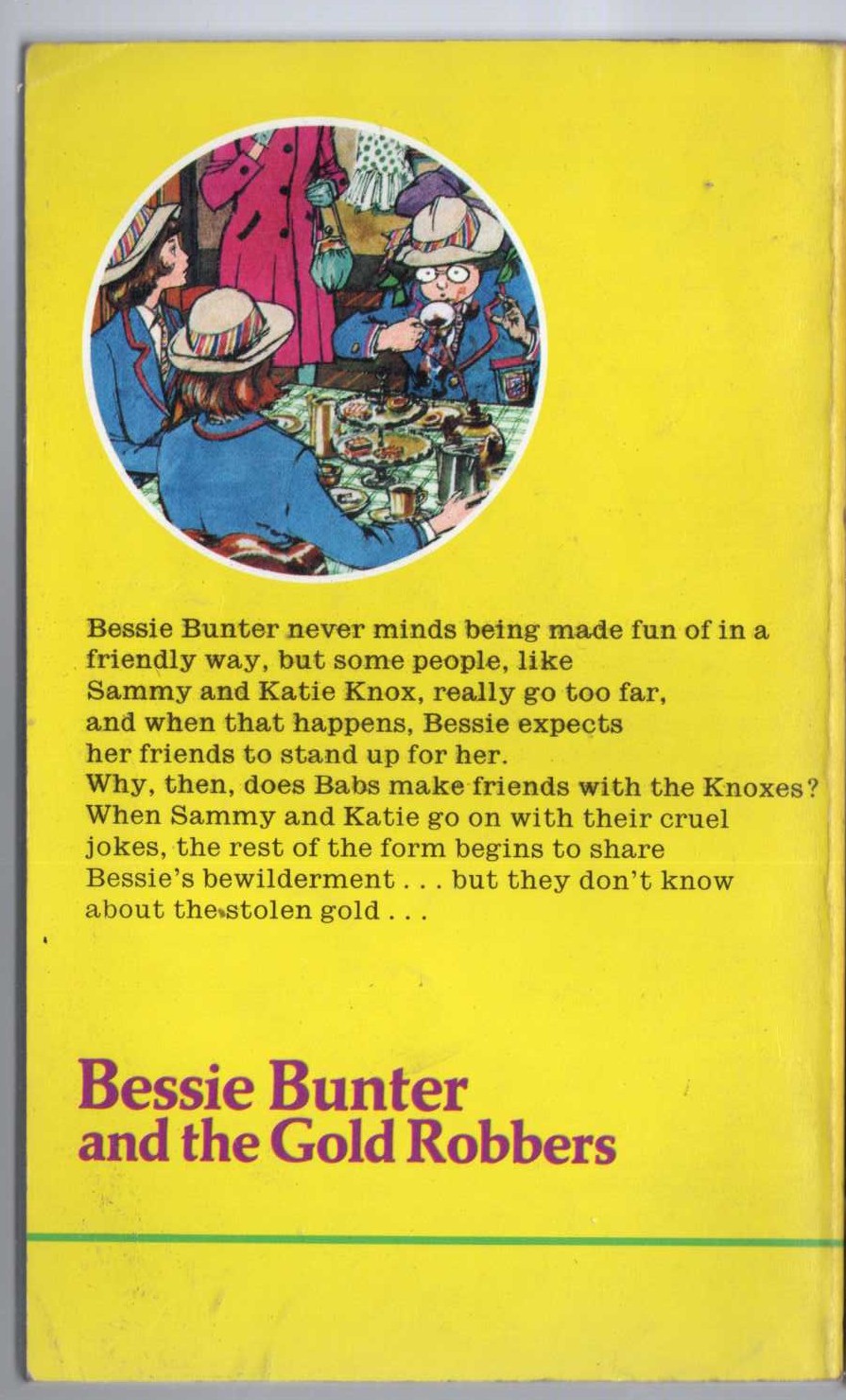 Hilda Richards  BESSIE BUNTER AND THE GOLD ROBBERS magnified rear book cover image