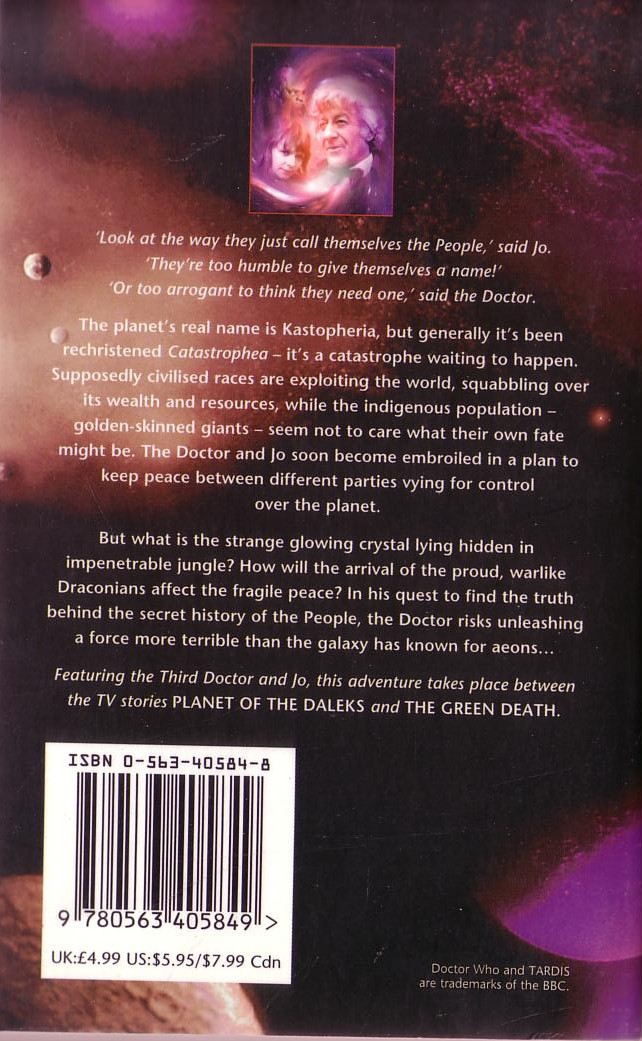 Terrance Dicks  DOCTOR WHO - CATASTROPHEA magnified rear book cover image