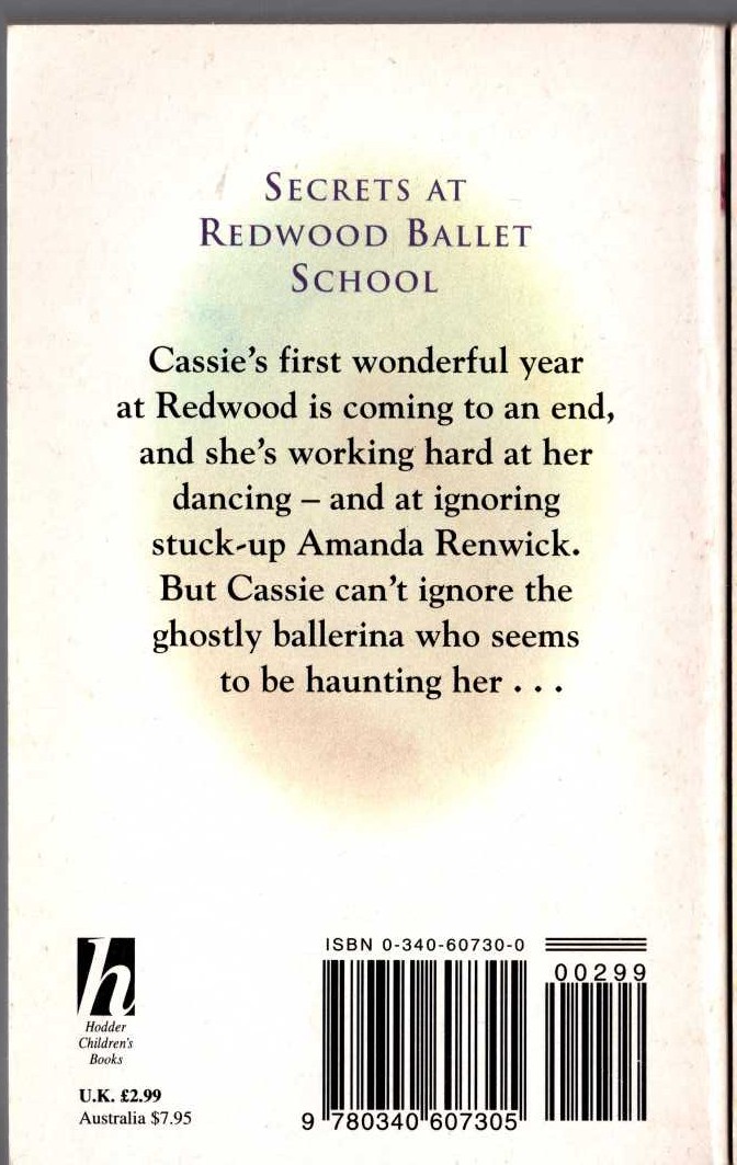 Mal Lewis Jones  GHOST AT THE BALLET SCHOOL magnified rear book cover image