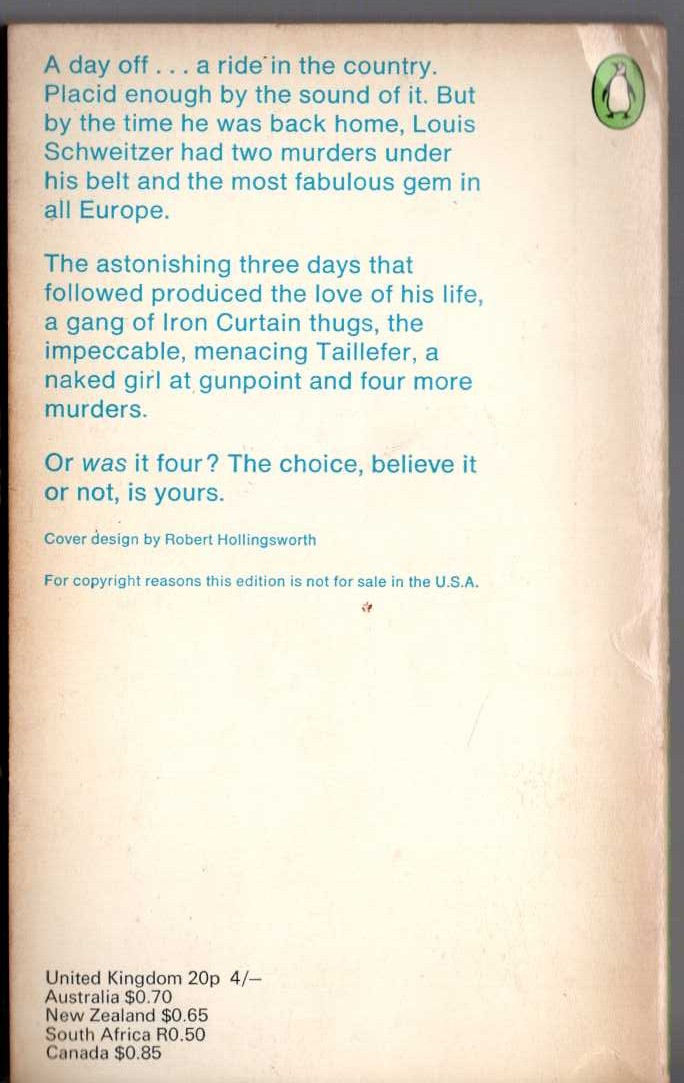 Nicolas Freeling  THE DRESDEN GREEN magnified rear book cover image