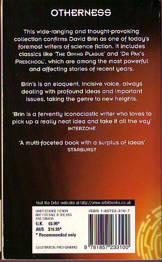 David Brin  OTHERNESS magnified rear book cover image