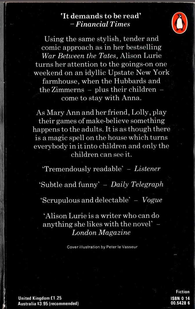 Alison Lurie  ONLY CHILDREN magnified rear book cover image
