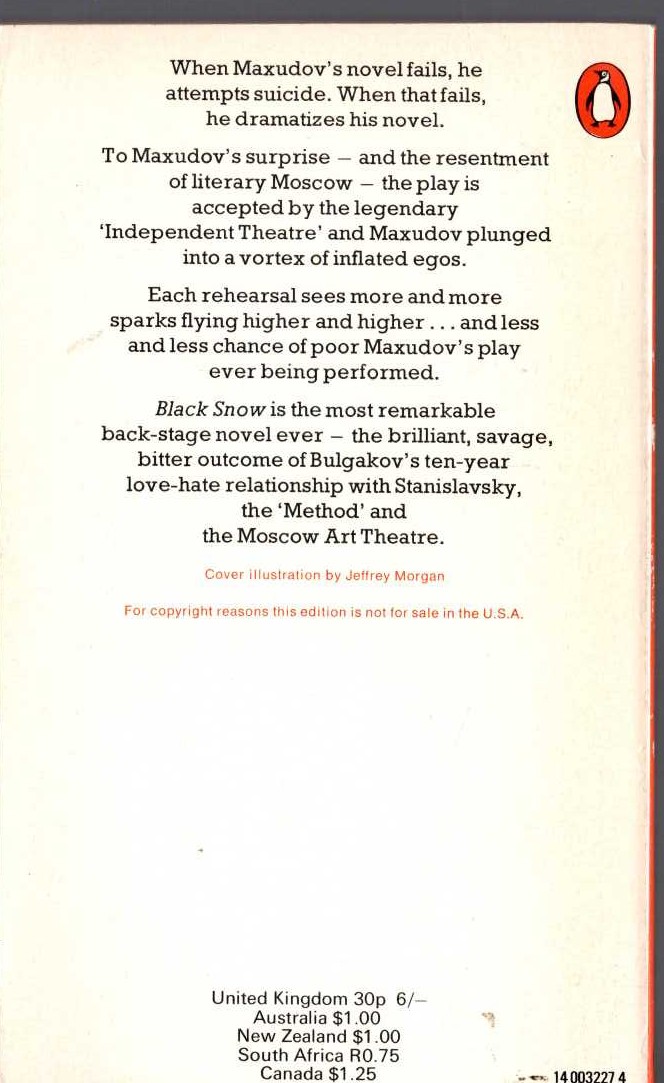 Mikhail Bulgakov  BLACK SNOW magnified rear book cover image
