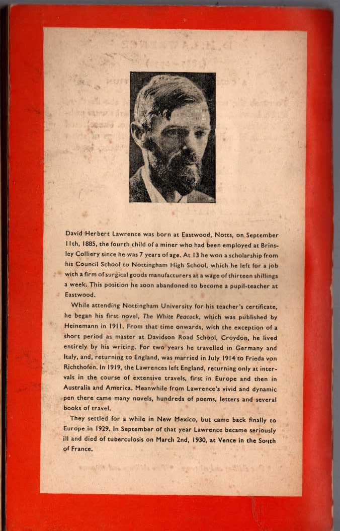 D.H. Lawrence  THE WOMAN WHO RODE AWAY and other stories magnified rear book cover image