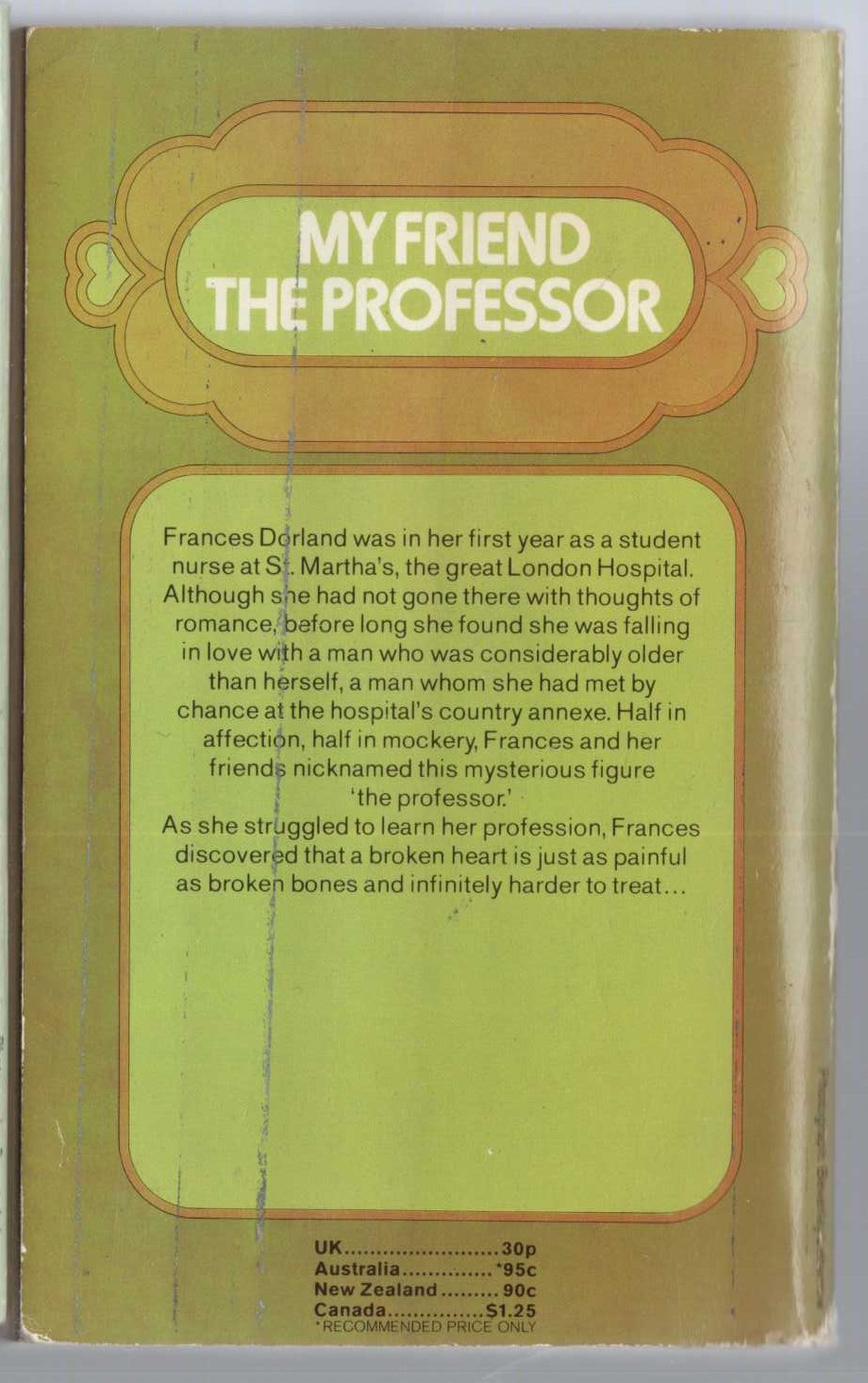 Lucilla Andrews  MY FRIEND THE PROFESSOR magnified rear book cover image