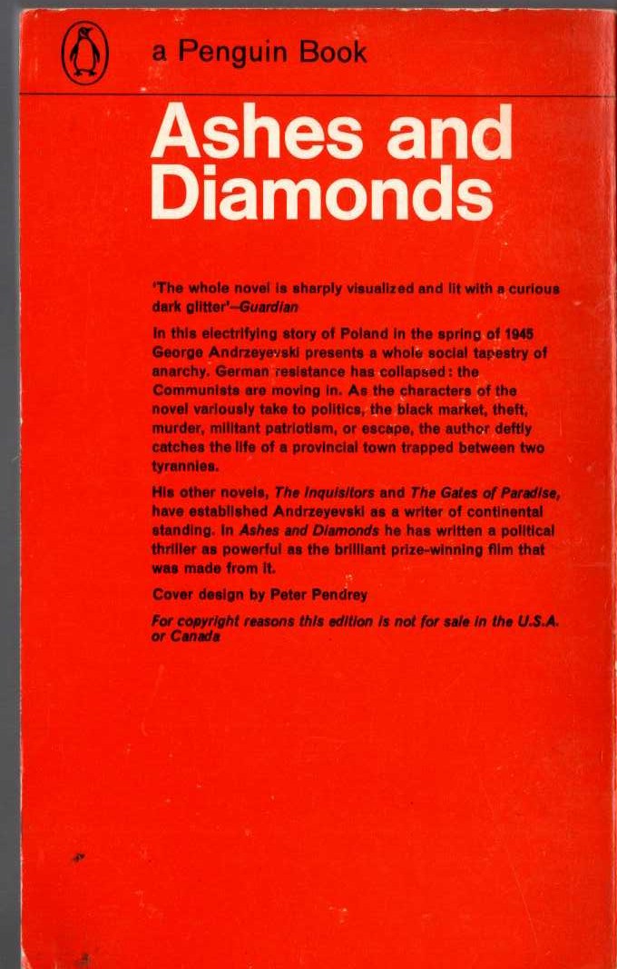 George Andrzeyevski  ASHES AND DIAMONDS magnified rear book cover image