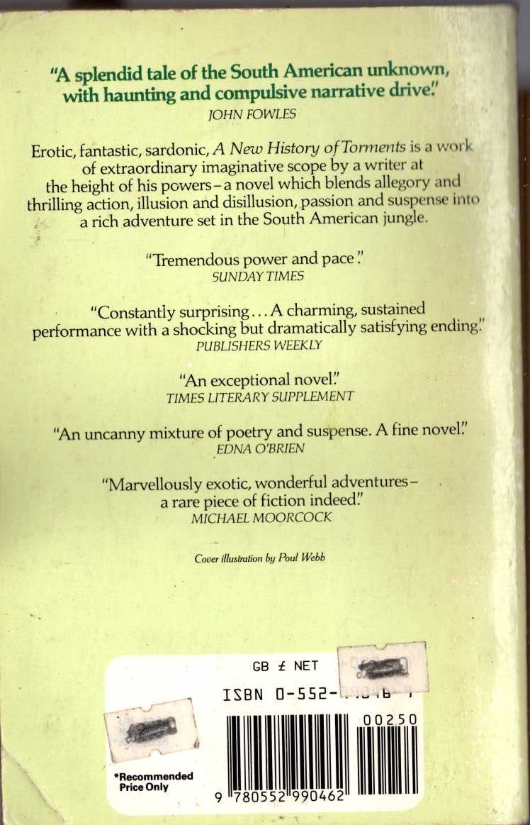 Zulfikar Ghose  A NEW HISTORY OF TORMENTS magnified rear book cover image