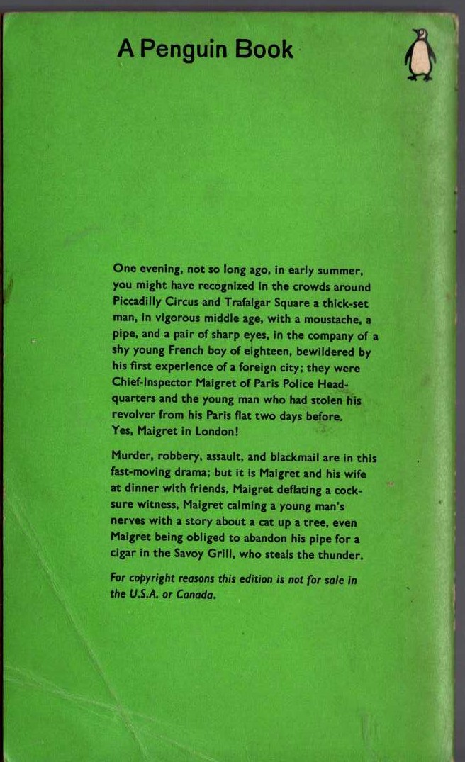 Georges Simenon  MAIGRET'S REVOLVER magnified rear book cover image