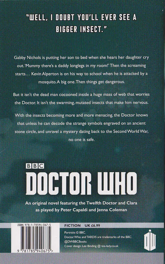 Mike Tucker  DOCTOR WHO - THE CRASWLING TERROR magnified rear book cover image