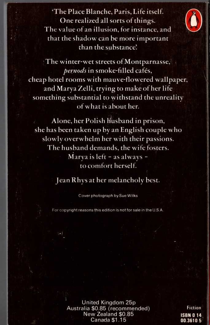 Jean Rhys  QUARTET magnified rear book cover image